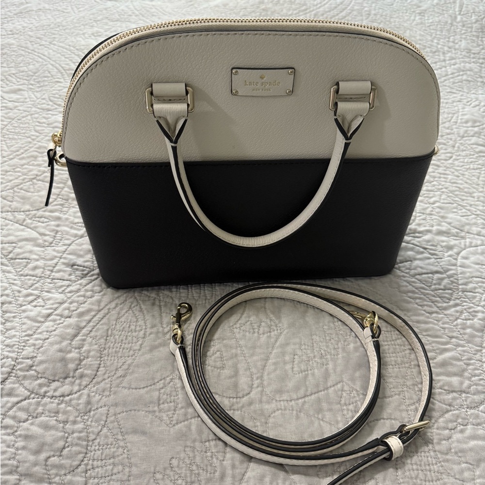 Kate Spade Dome Satchel in Black & White